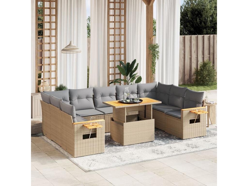Beige Woven Resin Wicker Outdoor Furniture Set - dlz1766579606614