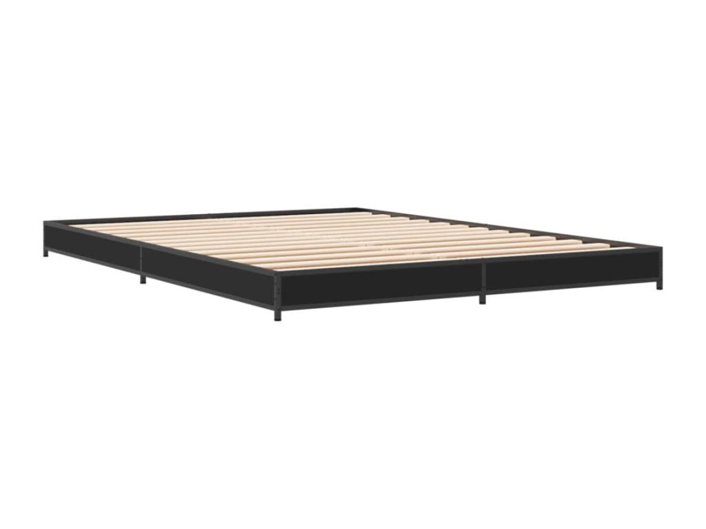 Black Engineered Wood Bed Frame, 135 x 190 cm