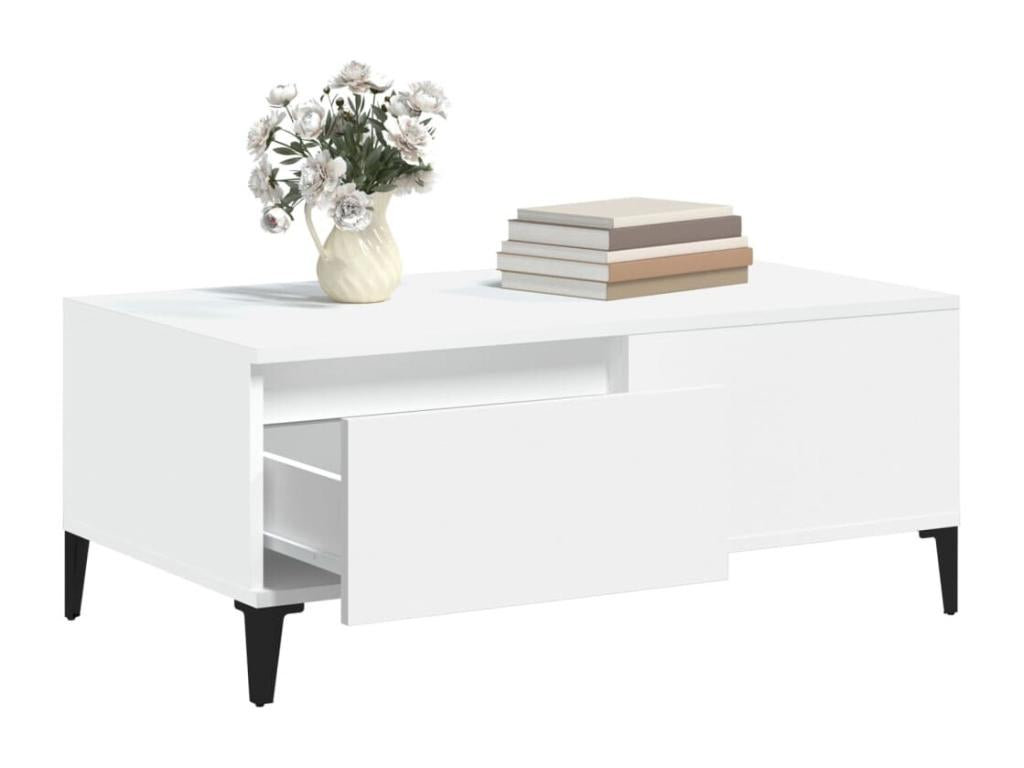White Engineered Wood Coffee Table, 90 x 50 x 36.5 cm