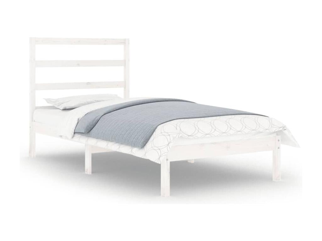 White Solid Wood Bed Frame, 90 x 190 cm