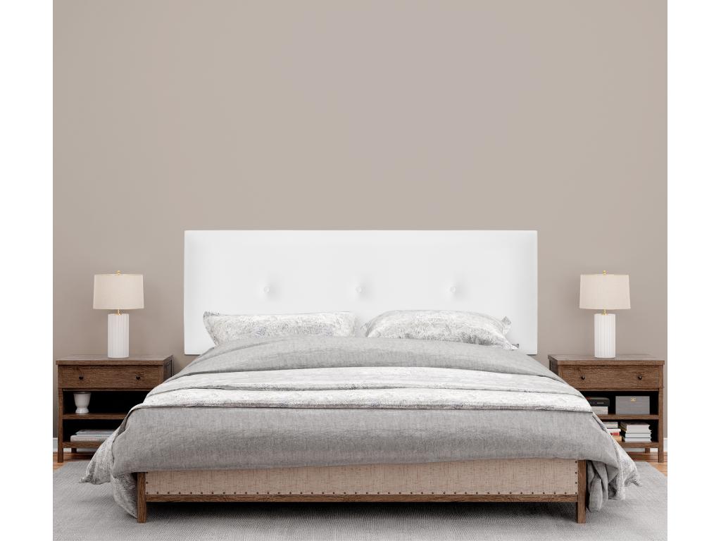 White Leather Bed, 150 x 105 cm