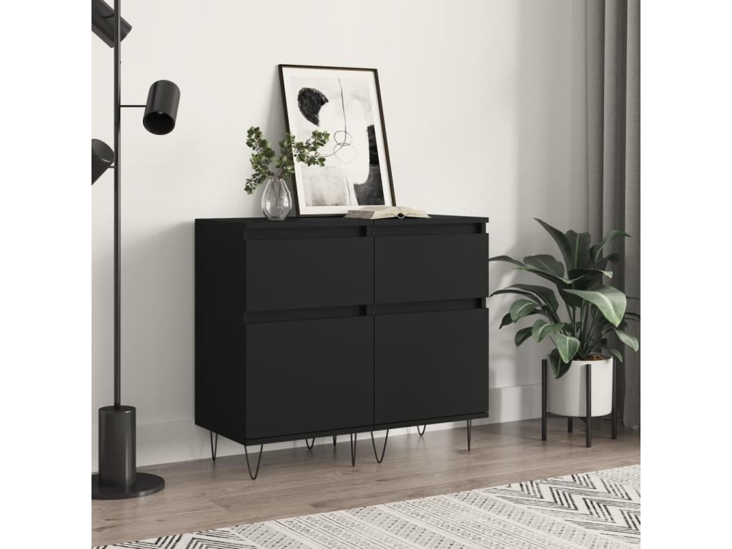 Black Engineered Wood Sideboard, 40 x 35 x 70 cm