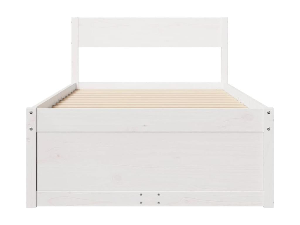 White Solid Wood Bed Frame, 100 x 200 cm