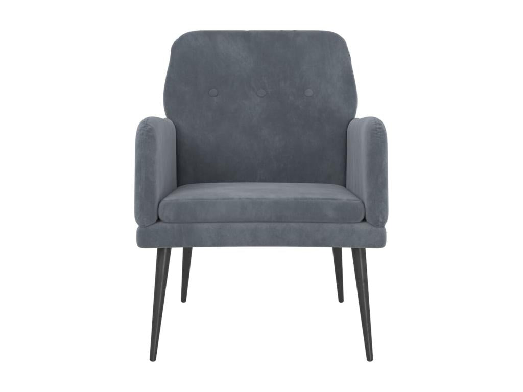 Gray Velvet Accent Chair, 62 x 79 x 79 cm