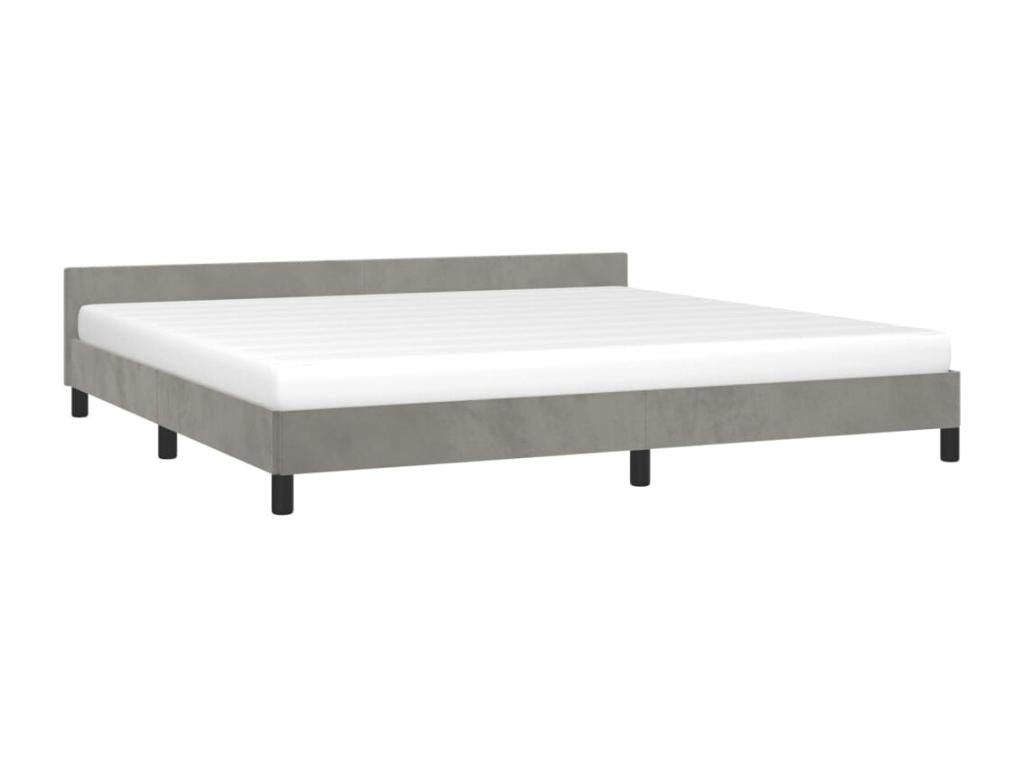 Gray Velvet Bed Frame, 200 x 200 cm