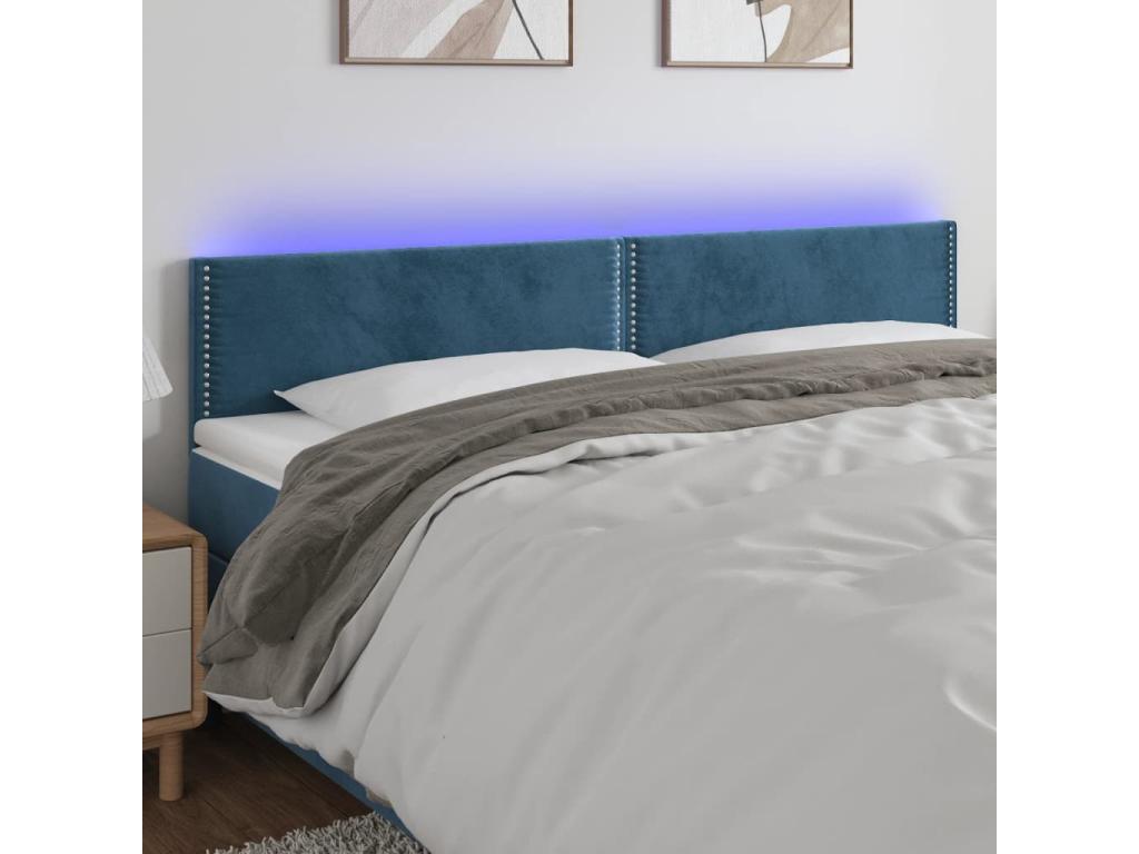Blue Velvet Bed, 160 x 5 x 78 cm