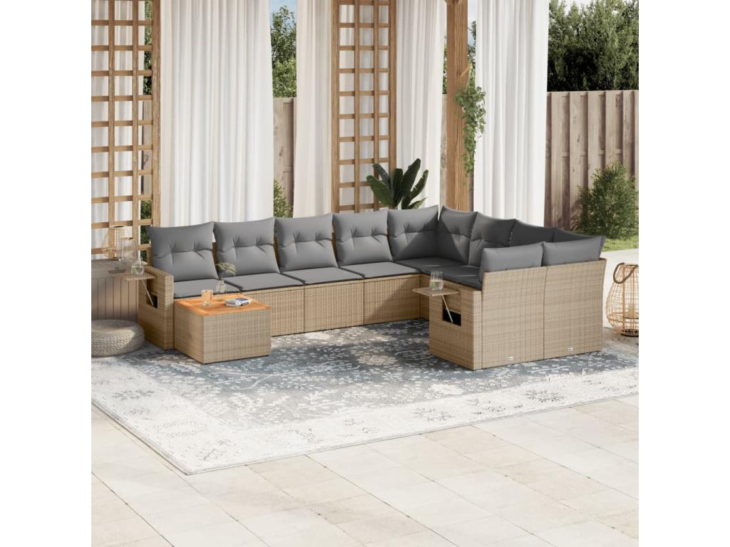 Beige Woven Resin Wicker Outdoor Furniture Set - dlz1766579616225