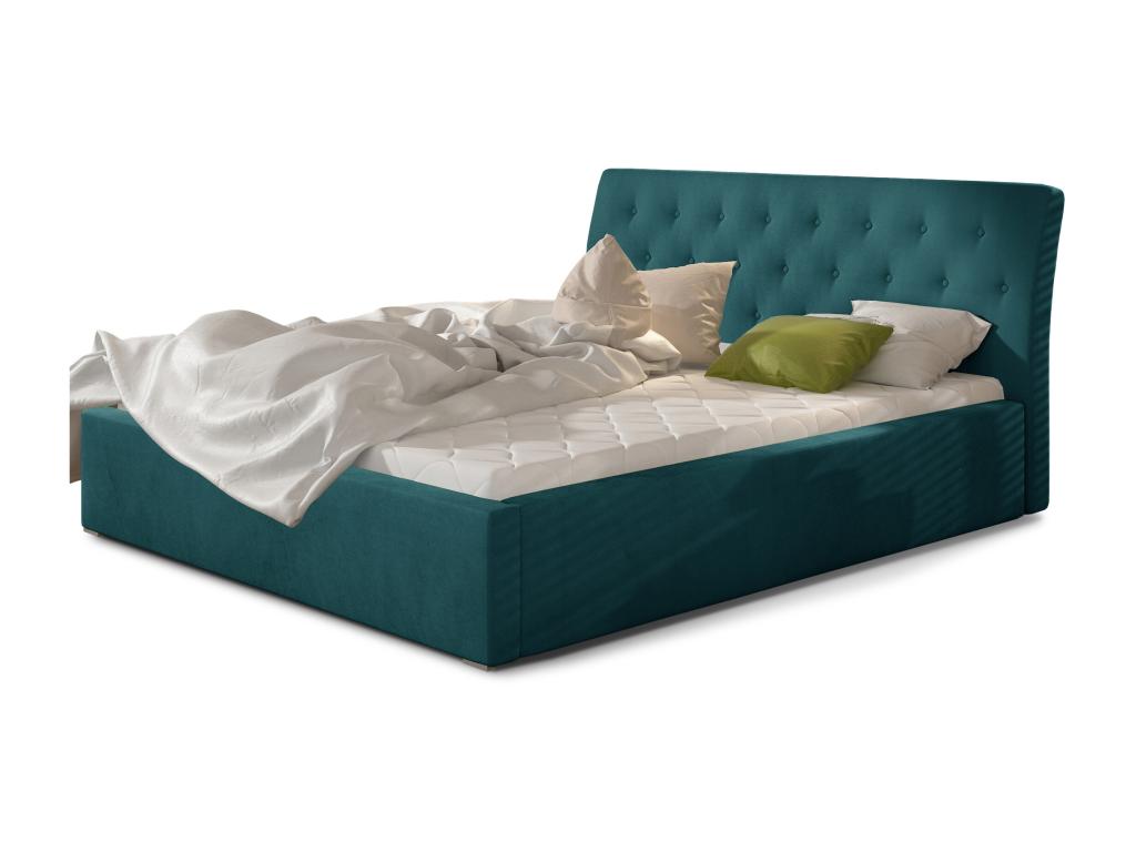 Blue Velvet Bed, 140 x 200 cm