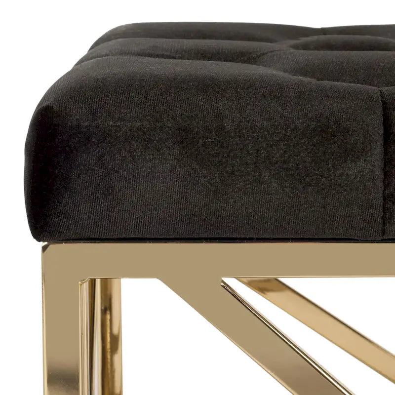 SAFAVIEH Nolie Black/ Gold Tufted Rectangular Bench - 48.5 x 20.3 x 18 - 49Wx20Dx18H