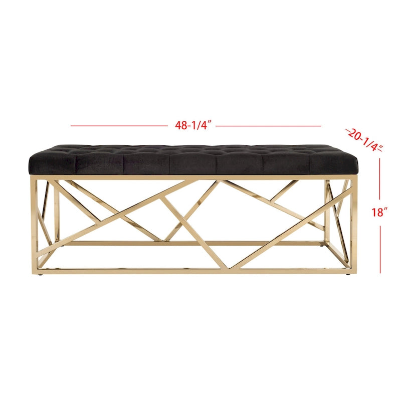 SAFAVIEH Nolie Black/ Gold Tufted Rectangular Bench - 48.5 x 20.3 x 18 - 49Wx20Dx18H