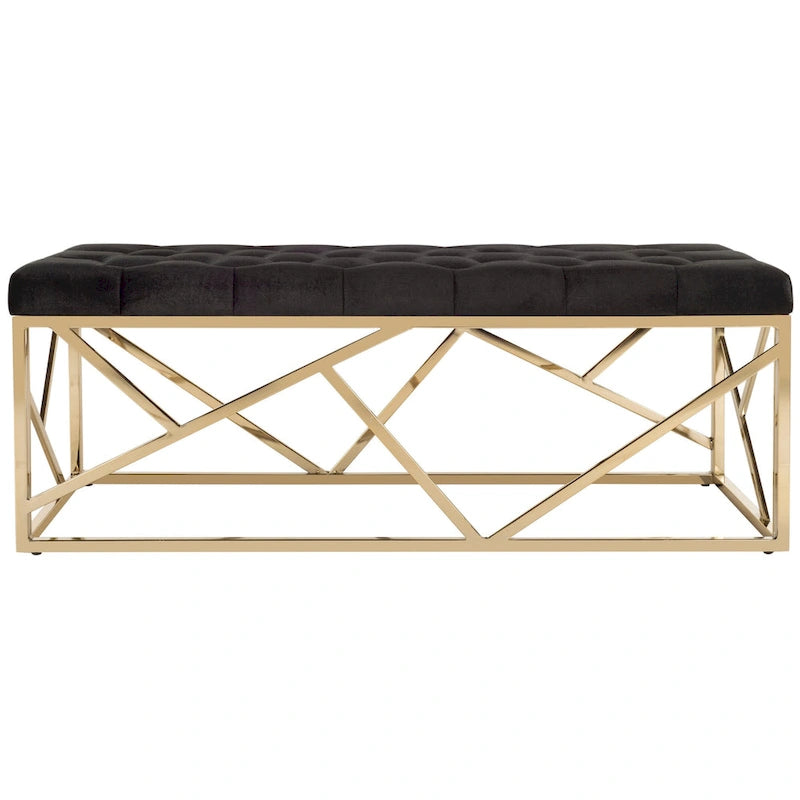 SAFAVIEH Nolie Black/ Gold Tufted Rectangular Bench - 48.5 x 20.3 x 18 - 49Wx20Dx18H