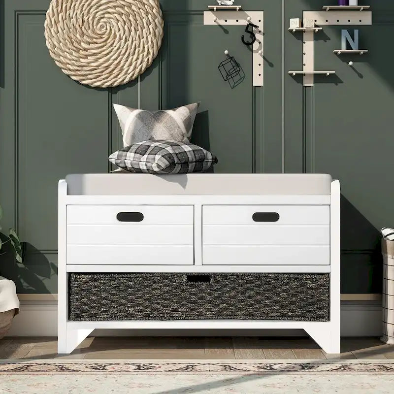 Storage Bench with Removable Basket and 2 Drawers