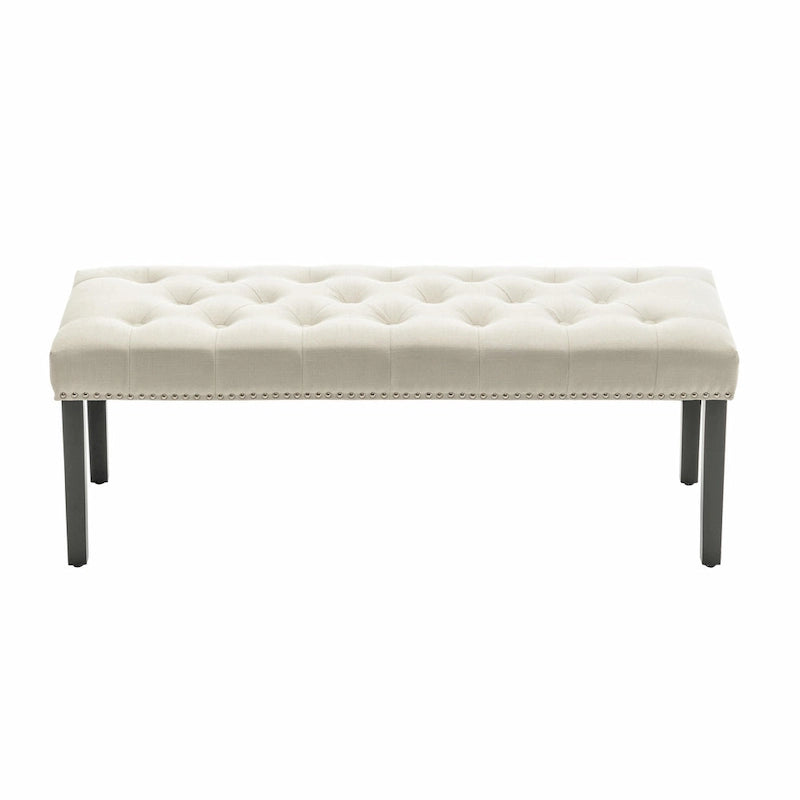 Porthos Home Gil Fabric Upholstered Accent Bench with Rubberwood Legs