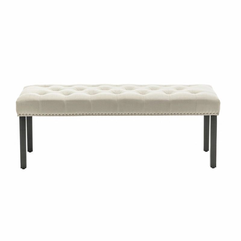 Porthos Home Gil Fabric Upholstered Accent Bench with Rubberwood Legs