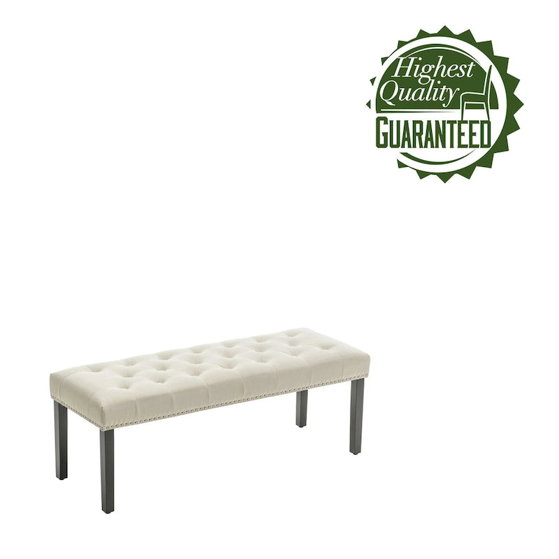 Porthos Home Gil Fabric Upholstered Accent Bench with Rubberwood Legs