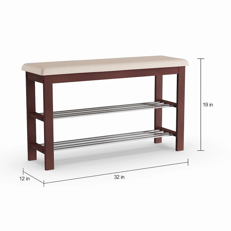 Porch & Den Champa Metal and Wood Shoe Rack Bench