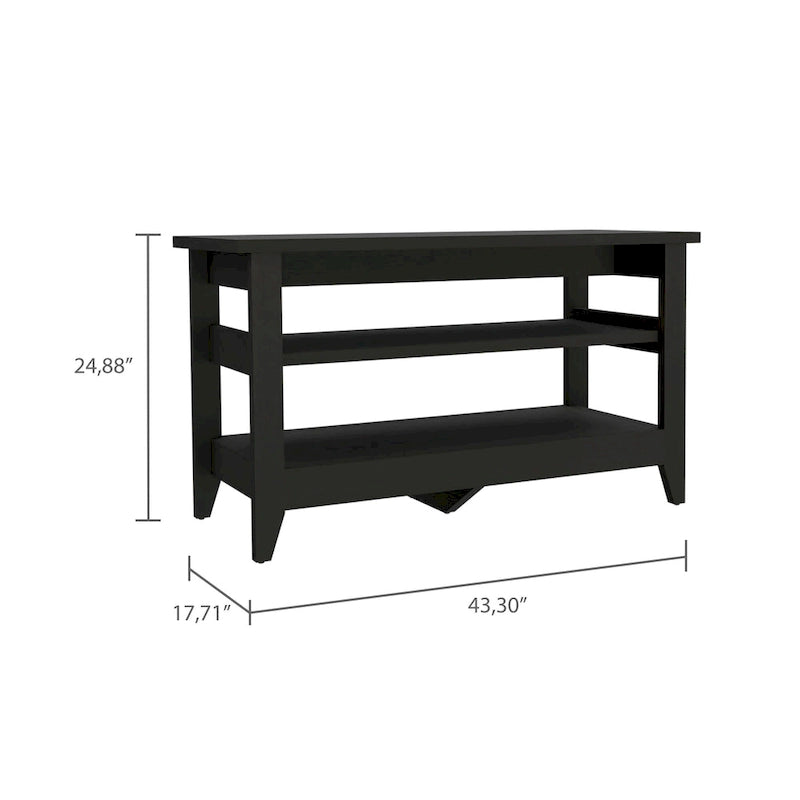 TUHOME Misuri Storage Bench with 4 Legs and 2 Open Shelves