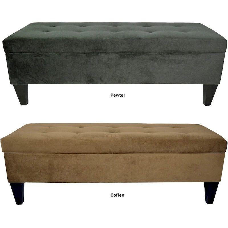 MJL Furniture Brooke 10 Button Tufted ENNIS Long Storage Bench Ottoman