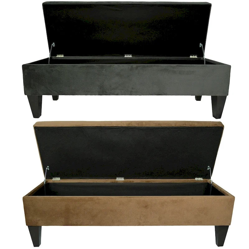 MJL Furniture Brooke 10 Button Tufted ENNIS Long Storage Bench Ottoman