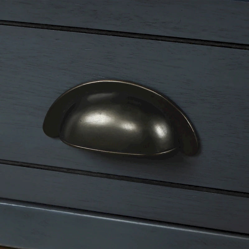 Rustic Storage Bench with 3 Drawers and 3 Rattan Baskets