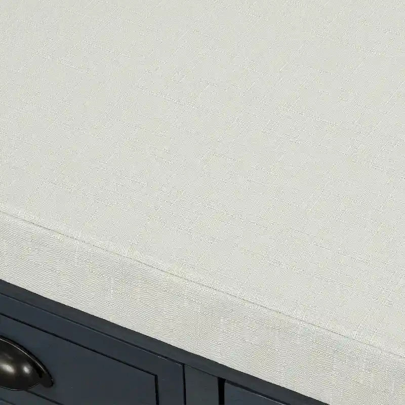 Rustic Storage Bench with 3 Drawers and 3 Rattan Baskets