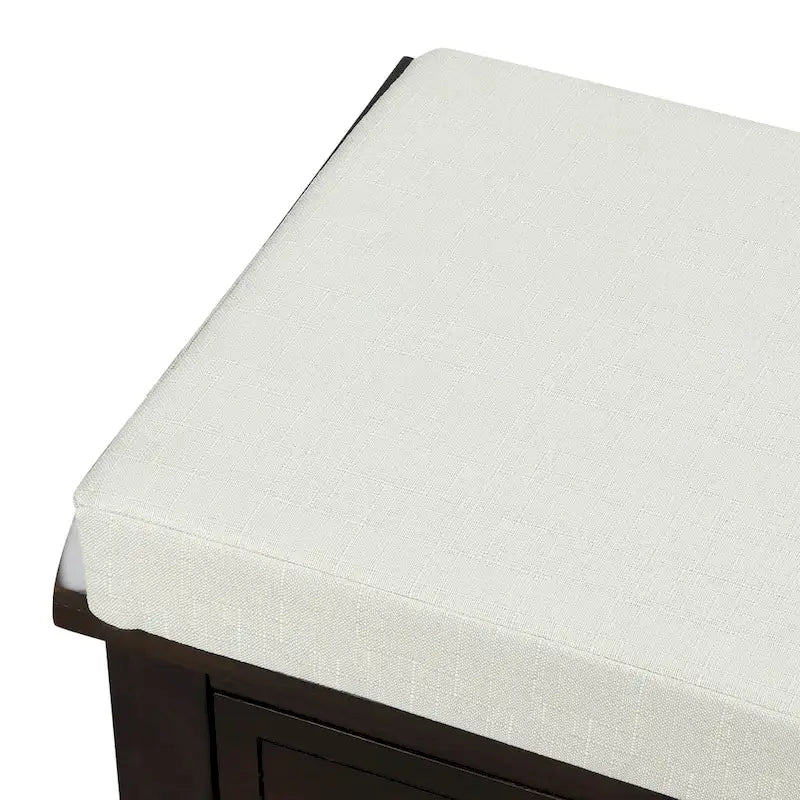 Rustic Storage Bench with 3 Drawers and 3 Rattan Baskets