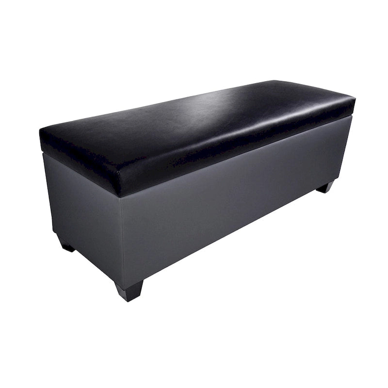 The Sole Secret Retro Dark Grey Vinyl Shoe Storage Bench