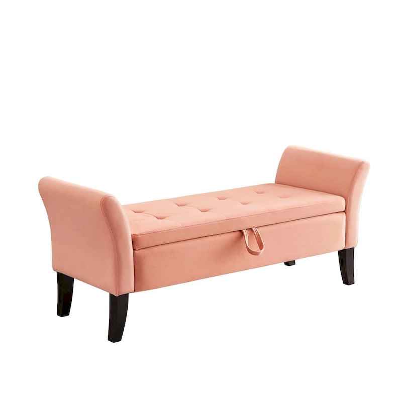 Easy to Assemble Velvet Bed Bench with Storage Luxurious Style