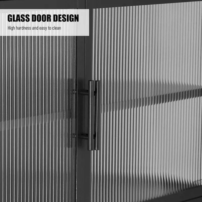 Double Tampered Glass Door Storage Cabinet with Adjustable Shelf