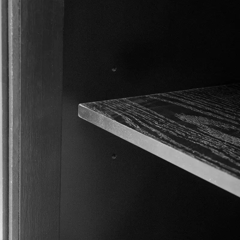 Wood Storage Cabinet with Three tempered glass doors and Adjustable Shelf,Suitable for living room, study and entrance