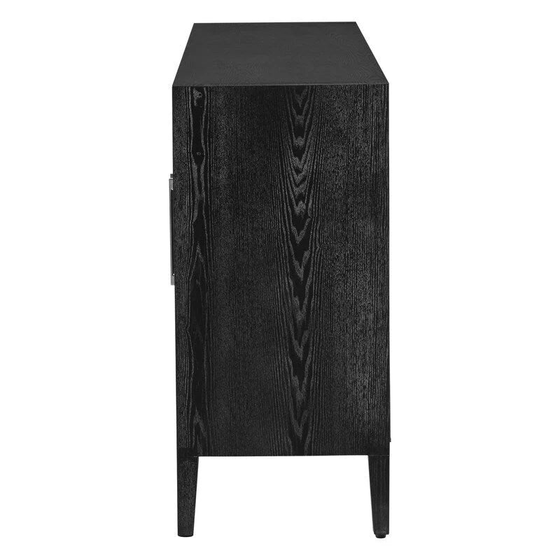 Wood Storage Cabinet with Three tempered glass doors and Adjustable Shelf,Suitable for living room, study and entrance