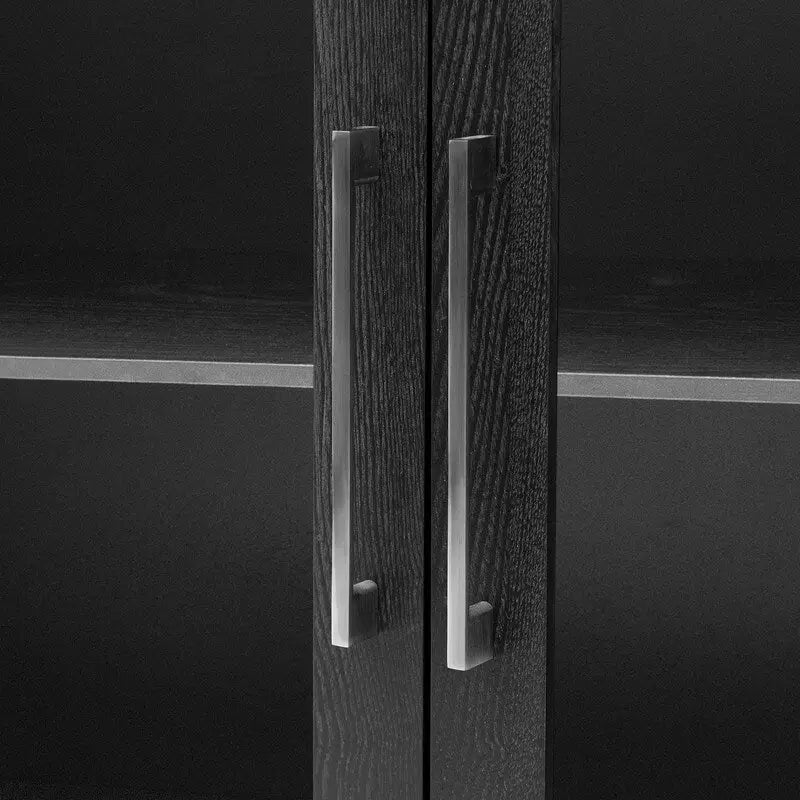 Wood Storage Cabinet with Three tempered glass doors and Adjustable Shelf,Suitable for living room, study and entrance