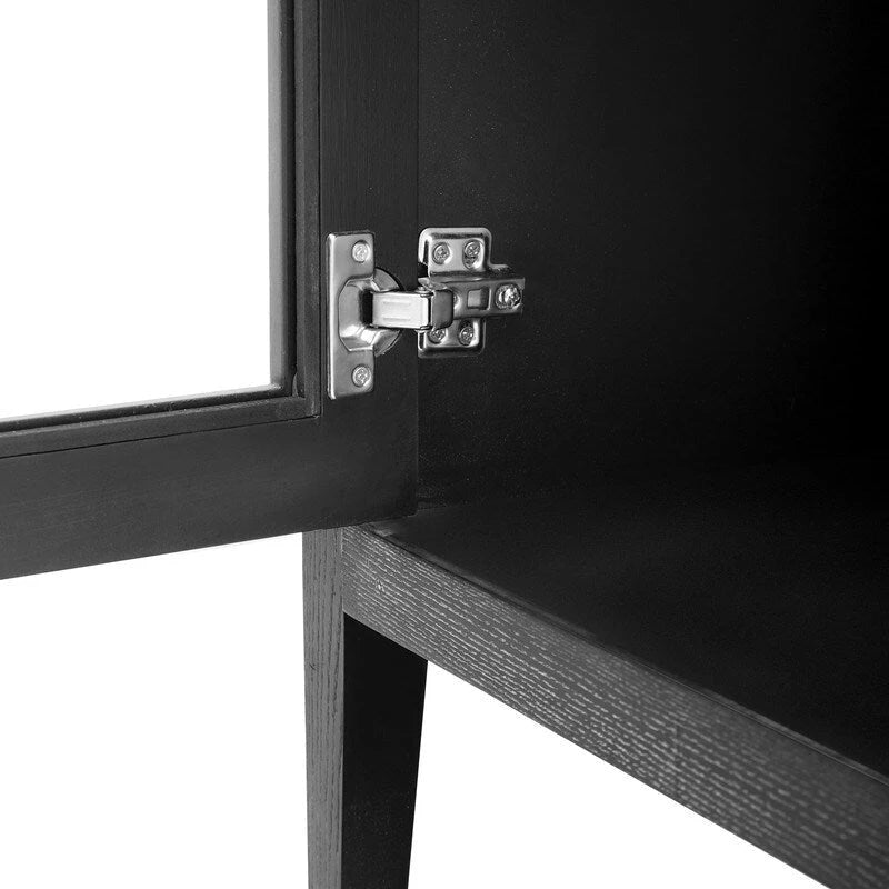 Wood Storage Cabinet with Three tempered glass doors and Adjustable Shelf,Suitable for living room, study and entrance