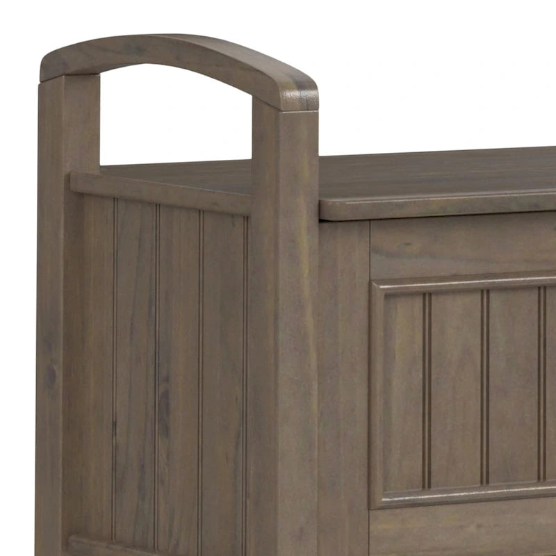 WYNDENHALL Rowan SOLID WOOD 44 inch Wide Transitional Entryway Storage Bench in Smoky Brown - 18d x 44 w x 22h