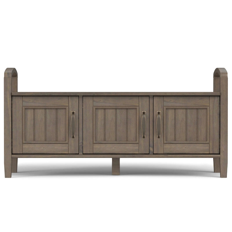 WYNDENHALL Rowan SOLID WOOD 44 inch Wide Transitional Entryway Storage Bench in Smoky Brown - 18d x 44 w x 22h