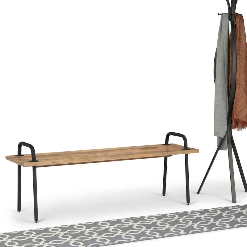 WYNDENHALL Sera SOLID MANGO WOOD 55 inch Wide Industrial Entryway Bench in Natural - 55.1 x 15 x 20.1