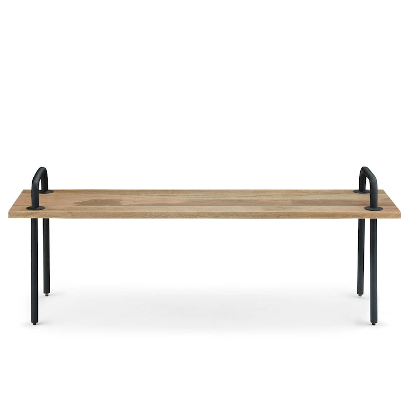 WYNDENHALL Sera SOLID MANGO WOOD 55 inch Wide Industrial Entryway Bench in Natural - 55.1 x 15 x 20.1
