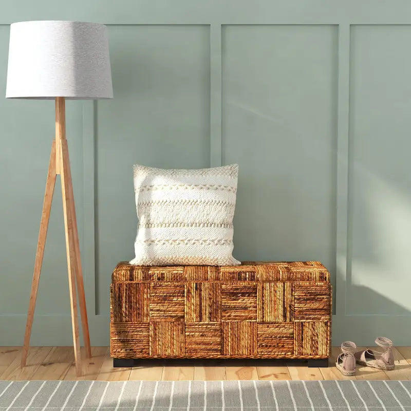 Geometric Abaca Storage Bench by East at Main
