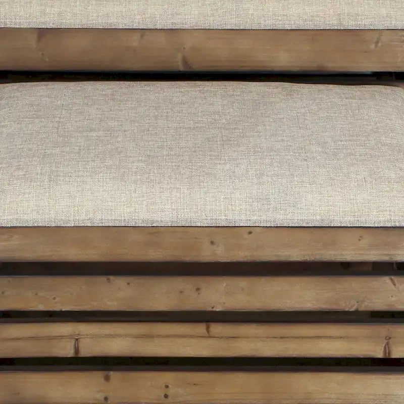 HomeRoots Set of Two Brown Wood Slat and Upholstery Storage Benches With Flip Top - 23.7 W x 14 D x 17.5 H