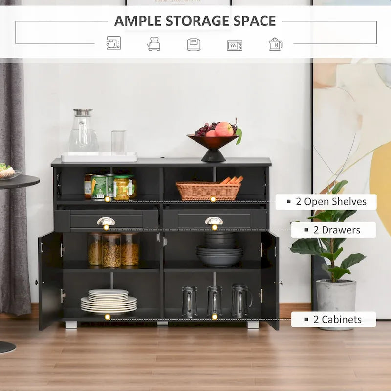 HOMCOM Sideboard Buffet Storage Cabinet Server Console Table with Drawers for Living Room, Dining Room