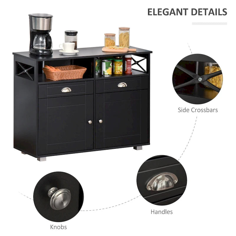 HOMCOM Sideboard Buffet Storage Cabinet Server Console Table with Drawers for Living Room, Dining Room
