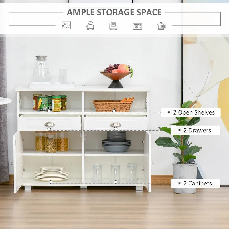HOMCOM Sideboard Buffet Storage Cabinet Server Console Table with Drawers for Living Room, Dining Room