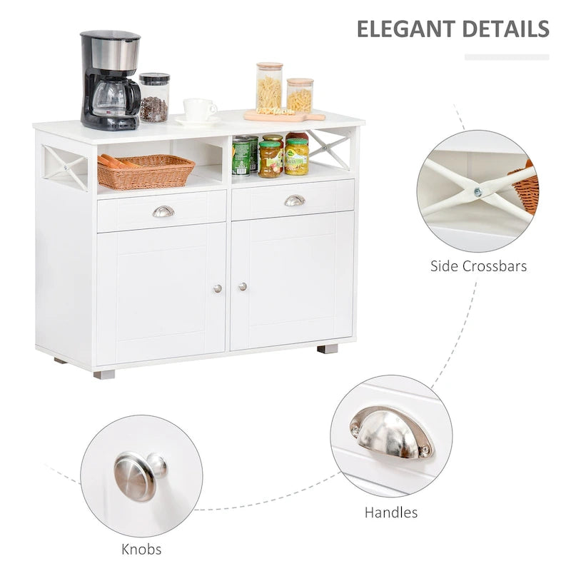 HOMCOM Sideboard Buffet Storage Cabinet Server Console Table with Drawers for Living Room, Dining Room