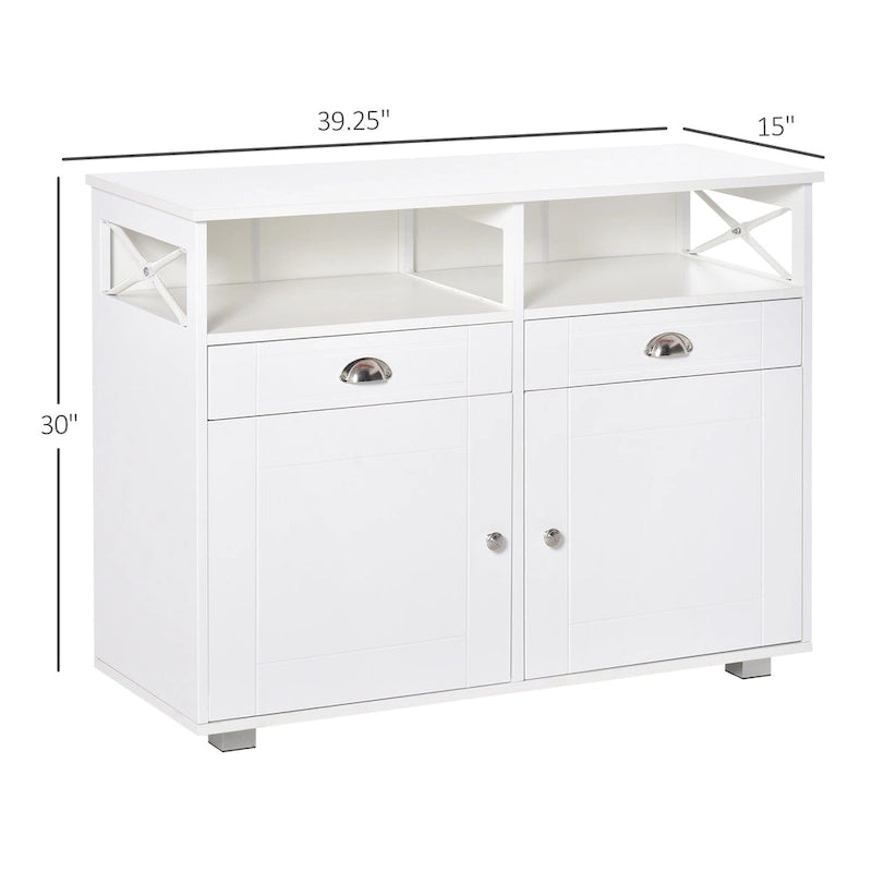 HOMCOM Sideboard Buffet Storage Cabinet Server Console Table with Drawers for Living Room, Dining Room