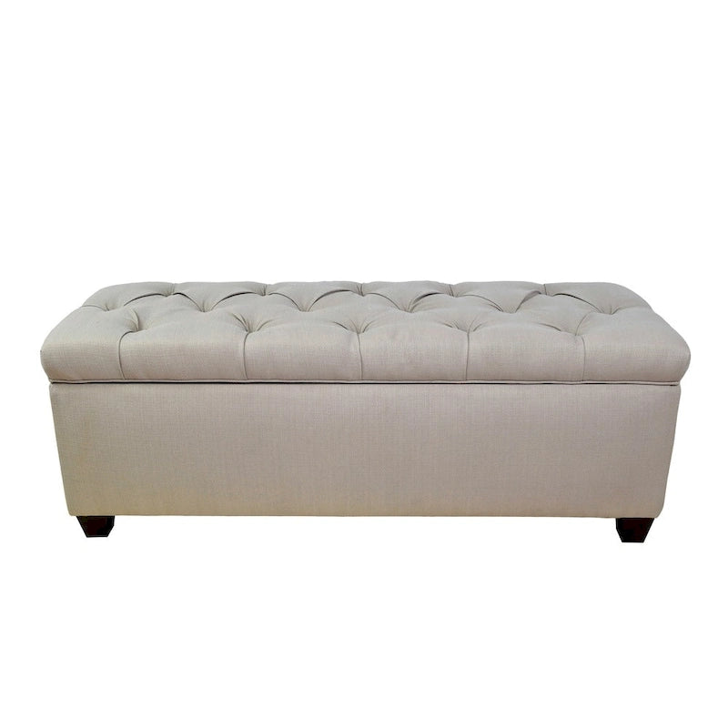 The Sole Secret Sachi Khaki Diamond Tufted Shoe Storage Bench