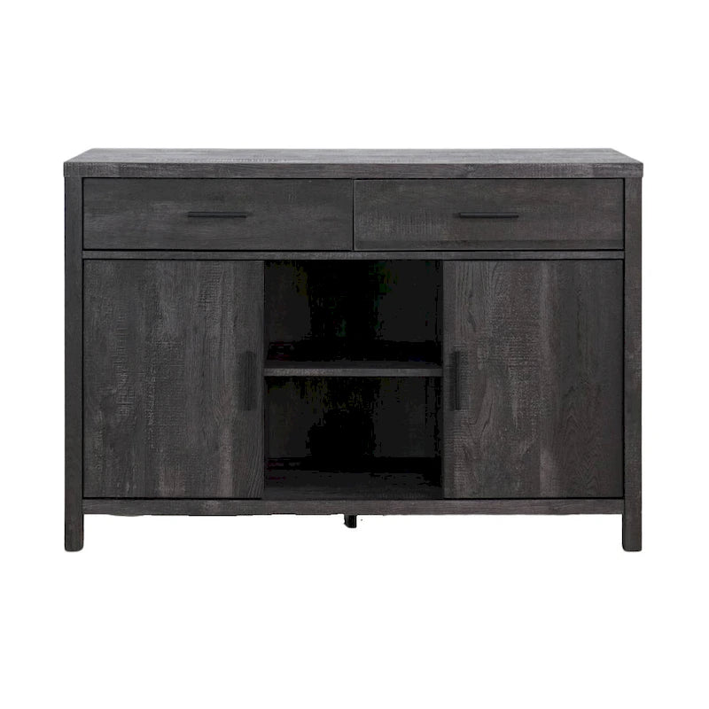 Q-Max 47W Sideboard Storage Cabinet, Dining Server Cupboard Buffet Table with Two Cabinets, Two Drawers, Two Open Shelves