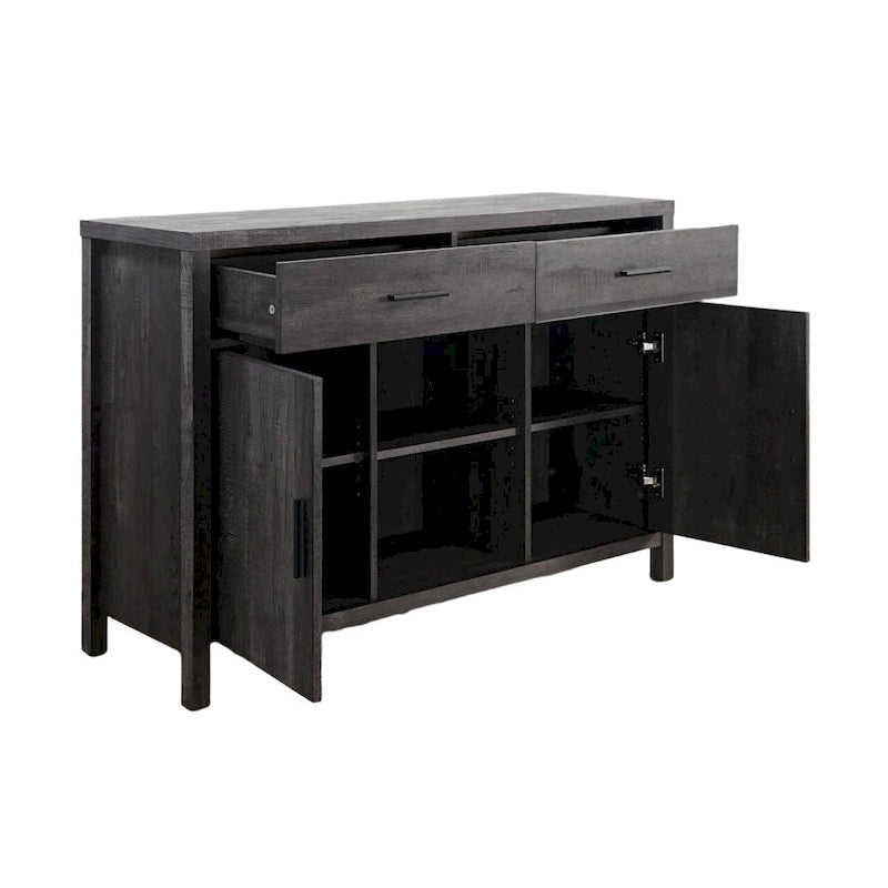 Q-Max 47W Sideboard Storage Cabinet, Dining Server Cupboard Buffet Table with Two Cabinets, Two Drawers, Two Open Shelves
