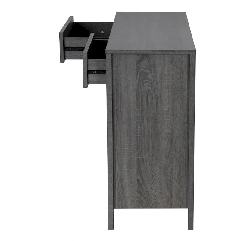 Q-Max 47W Sideboard Storage Cabinet, Dining Server Cupboard Buffet Table with Two Cabinets, Two Drawers, Two Open Shelves