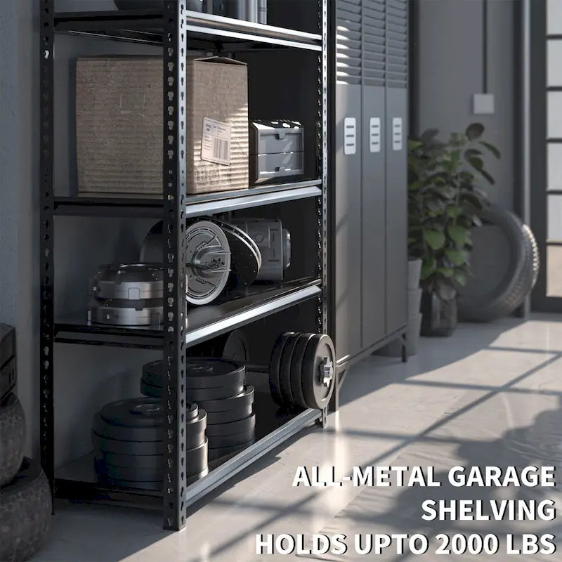 DoCred Adjustable Garage Storage Shelves, Metal Shelving, Black
