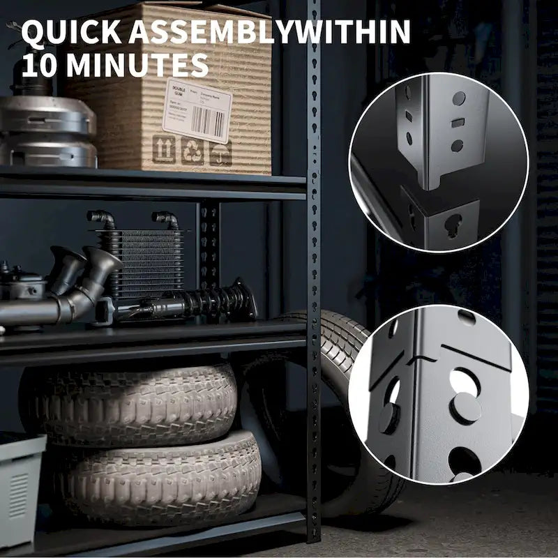 DoCred Adjustable Garage Storage Shelves, Metal Shelving, Black